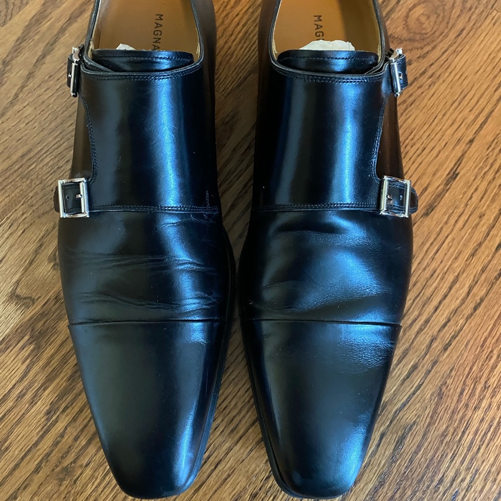 Magnanni Leather Double Monk Strap Dress Shoes